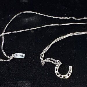 Timi Silver Horseshoe Necklace - Dainty Lucky Charm. 20”
